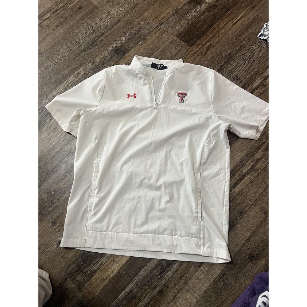 Texas Tech Red Raiders Under‎ Armour Polo Women's L White Pullover Quarter Zip